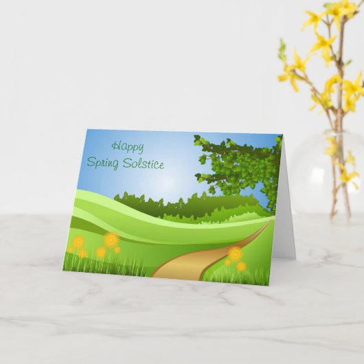 Carte Ostara Spring Solstice avec champ et fleurs (Fleur jaune)