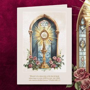 Carte Ostensorium d'or de l'hostie eucharistique catholi