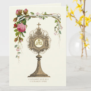 Carte Ostensorium doré de l'Hostie eucharistique catholi