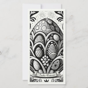 Carte Ostermonochrome Cartoon mit Ostéréier 10756