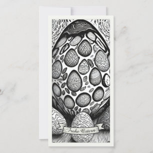Carte Ostermonochrome Cartoon mit Ostéréier 25024