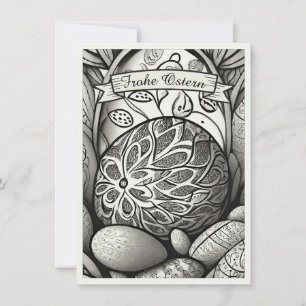 Carte Ostermonochrome Cartoon mit Ostéréier 97330