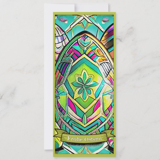 Carte Ostermotiv farbiger Cartoon mit Ostéréier 13553 (Devant)