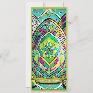 Carte Ostermotiv farbiger Cartoon mit Ostéréier 13553