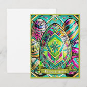 Carte Ostermotiv farbiger Cartoon mit Ostéréier 13553 (Devant / Derrière)