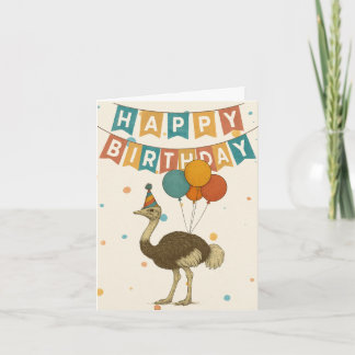 Carte Ostrich Birthday Card - Fun Party Animal