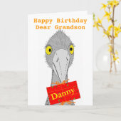 Carte Ostrich drôle, n'importe quel enfant, ajouter le n (Fleur jaune)