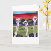 Carte Ostriches Greeting Card, Lit "Just Thinkin de Ya (Fleur jaune)