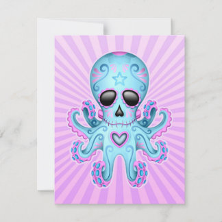 Carte Otopus Zombie au crâne de sucre - bleu pourpre