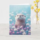 Carte Otter A Peek À Travers Le Champ Fleur (Fleur jaune)