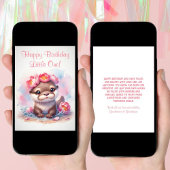 Carte Otter Aquarelle Avec Peonies Anniversaire