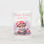 Carte Otter Aquarelle Avec Peonies Anniversaire (Devant)