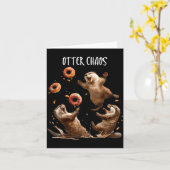 Carte Otter Chaos Funny Bagel Fighting Sea Otters Pun An (Fleur jaune)