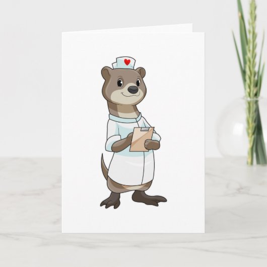 Carte Otter comme infirmière avec coeur (Devant)