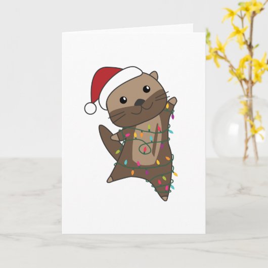 Carte Otter Noël Neige Animaux d'hiver Otter (Fleur jaune)