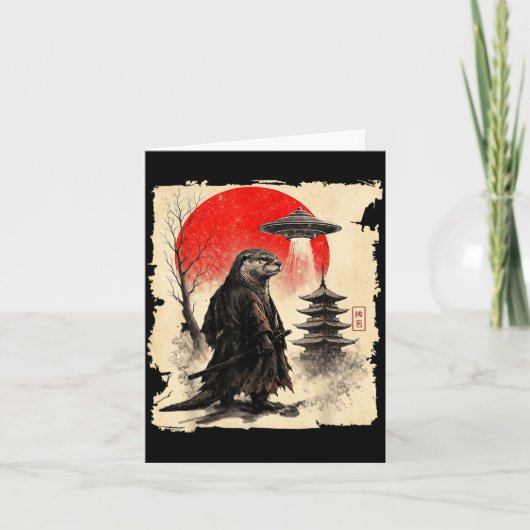 Carte Otter Samurai Retro Ufo Japanese Warrior Art Graph (Devant)