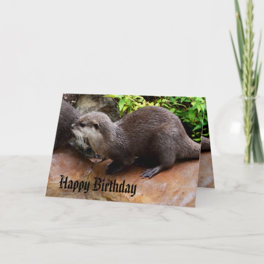 Carte Otterly Adorable Petit Otter gris, Joyeux Annivers (Devant)