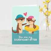 Carte Otters In Love Greeting Card (Fleur jaune)