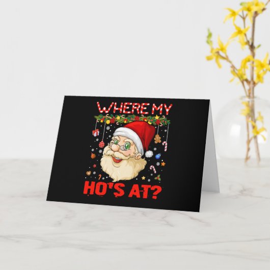 Carte Où Mes Hôtes À Noël Père Noël Humour Adulte Amusan (Fleur jaune)