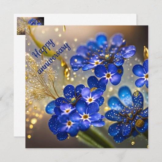 Carte Oubliez-moi-fleur pas avec accents or (Devant / Derrière)