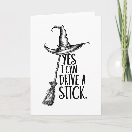 Carte "Oui Je Peux Conduire Une Bâche" Sorcière Pun (Devant)