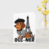 Carte Oui-ner Dog Funny Dachshund Wiener Sausage Ween Do (Fleur jaune)