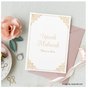 Carte Oumra blanche Moubarak Salutation islamique