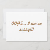 Carte Oups ! ! ! Je suis vraiment désolé ! (Dos)