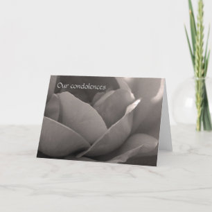 Carte Our Condolences - rose card in b&w