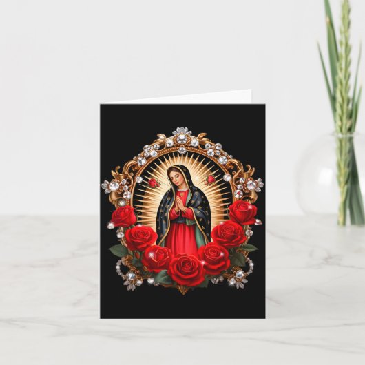 Carte Our Lady Guadalupe Saint Virgin Mary In Roses Flow (Devant)