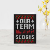 Carte Our Team Sleighs Christmas Reindeers Santa's Long (Fleur jaune)
