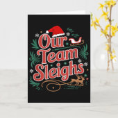 Carte Our Team Sleighs Christmas Reindeers Santa's Worke (Fleur jaune)