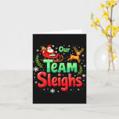 Carte Our Team Sleighs Christmas Santa Reindeers Office  (Fleur jaune)