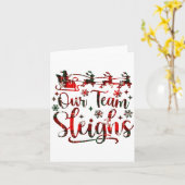 Carte Our Team Sleighs Christmas Santa Reindeers Office  (Fleur jaune)