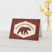 Carte Ourdoorsy Style Plaid Bear Birthday (Fleur jaune)