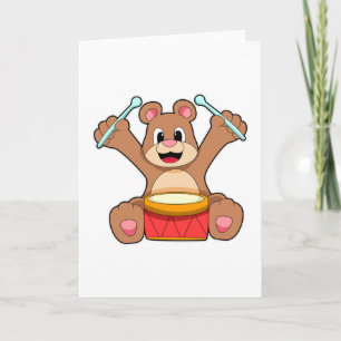 Carte Ours à la musique avec tambour