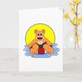 Carte Ours à la natation avec anneau de natation (Fleur jaune)