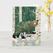 Carte Ours Art Nouveau Personnalisé Anniversaire (Fleur jaune)