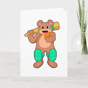 Carte Ours au cricket avec batte de cricket