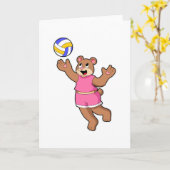 Carte Ours au sport de volley-ball (Fleur jaune)