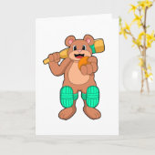 Carte Ours avec batte de cricket (Fleur jaune)