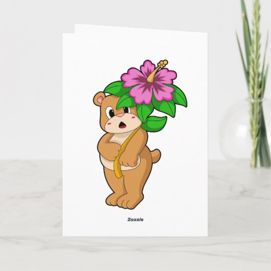 Carte Ours avec fleur d'Hibiscus (Dos)