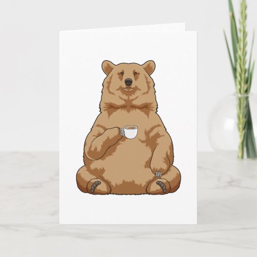 Carte Ours avec tasse de café (Devant)