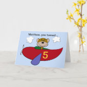 Carte Ours Avion Anniversaire (Fleur jaune)
