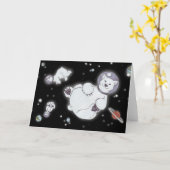 Carte Ours blancs dans l'espace ! (Fleur jaune)