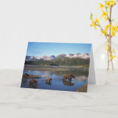 Carte ours Brown, grizzli, truie et oursons (Fleur jaune)