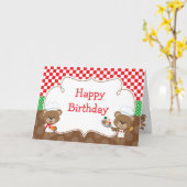 Carte Ours chef cuisinier fête (Fleur jaune)