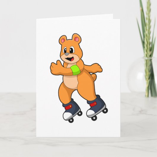 Carte Ours comme patineur avec patins en ligne (Devant)