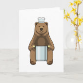 Carte Ours cuisinier avec marmite (Fleur jaune)