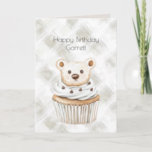 Carte Ours Cupcake Crème Anniversaire (Devant)